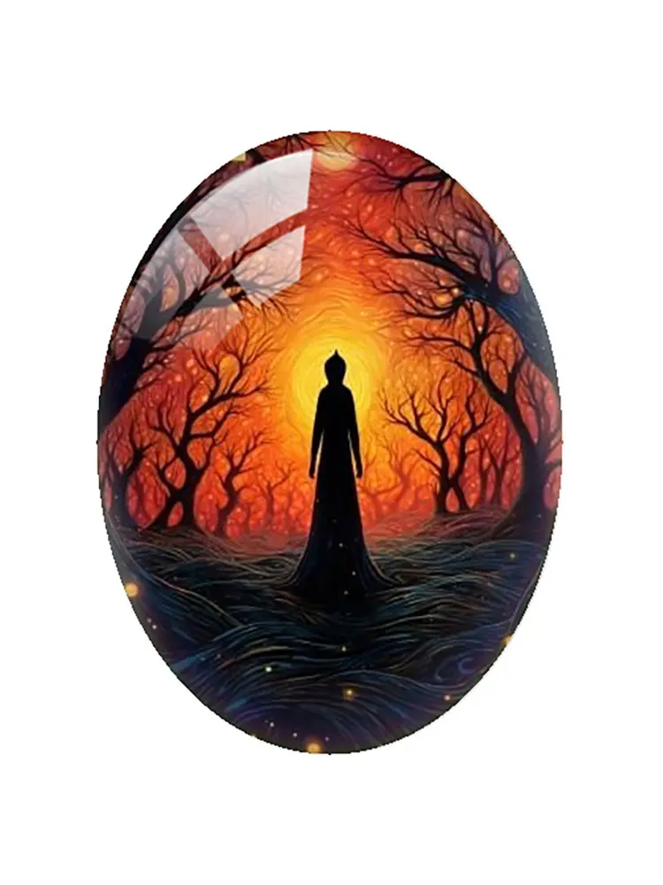 10 шт./лот Хэллоуин ночной охотничий дом ведьма Кот Овальный фото стекло кабошон с