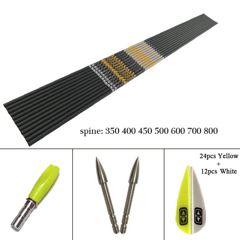 +/-0.001 Arrows Archery Spine 350 - 1000 ID4.2mm Carbon Arrows Shaft V1 V3 Vanes Recurve Bow LongBow Hunting Shooting 12Set