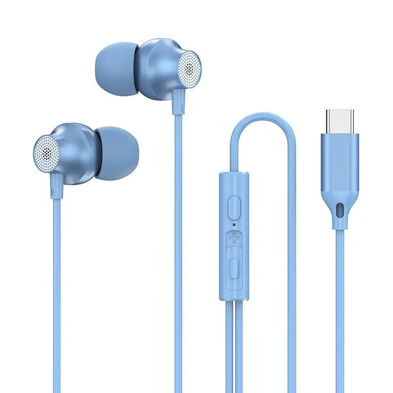 

Copper Driver Hifi Sports Headphones In-ear Type-c Wire-controlled Earphones Bass Music Headset for MP3 Phone