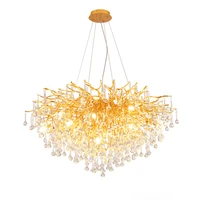 led golden tear drop crystal lustre chandelier lighting suspension luminaire lampen hanging lamps for living room bedroom