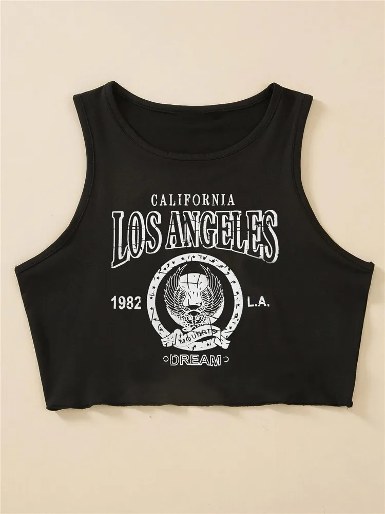 Укороченный топ в стиле High Street с графическим принтом букв женская летняя одежда
