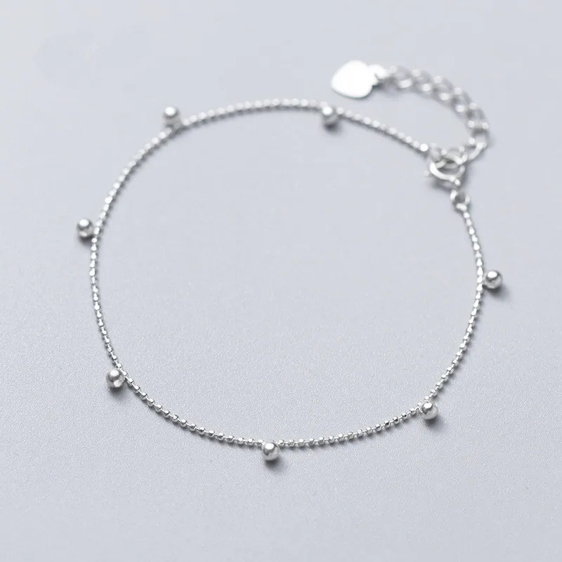 

Женский Регулируемый браслет из серебра 925 пробы, с круглыми бусинами