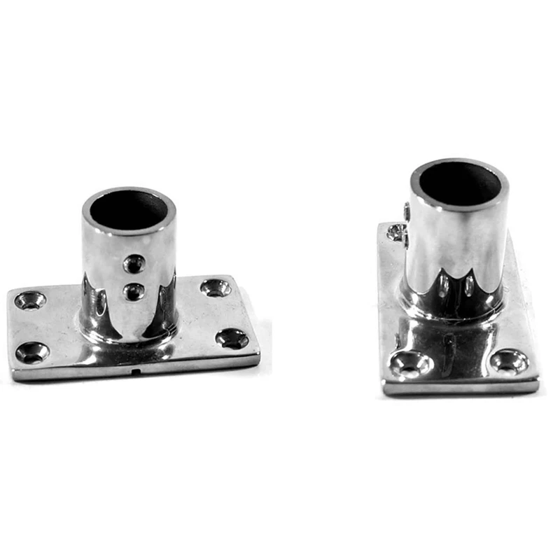 

90 Degree Stainless Steel 316 Marine Boat Rectangular Pipe Rail Stanchion Post Socket Base Fittings