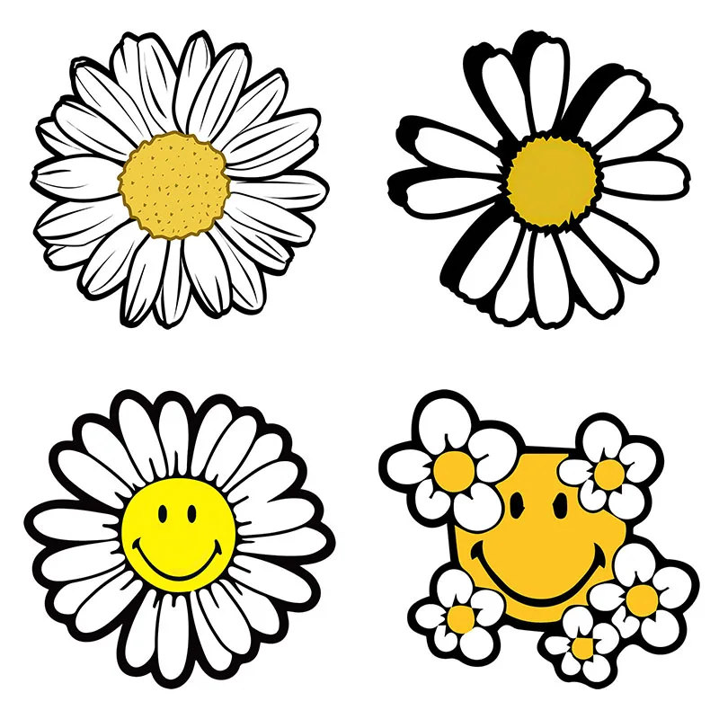 

Lovely Little Daisy Smiling Face Cartoon Car Sticker Car Body Suitcase Laptop Gift Vinyl Decals Waterproof Car Decoration