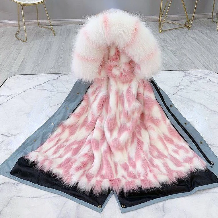 Pie Overcome Women's 2022 Removable Inner Bladder Imitation Fox Fur Imitation Fur Coat In The Long Fashion Cotton Coat