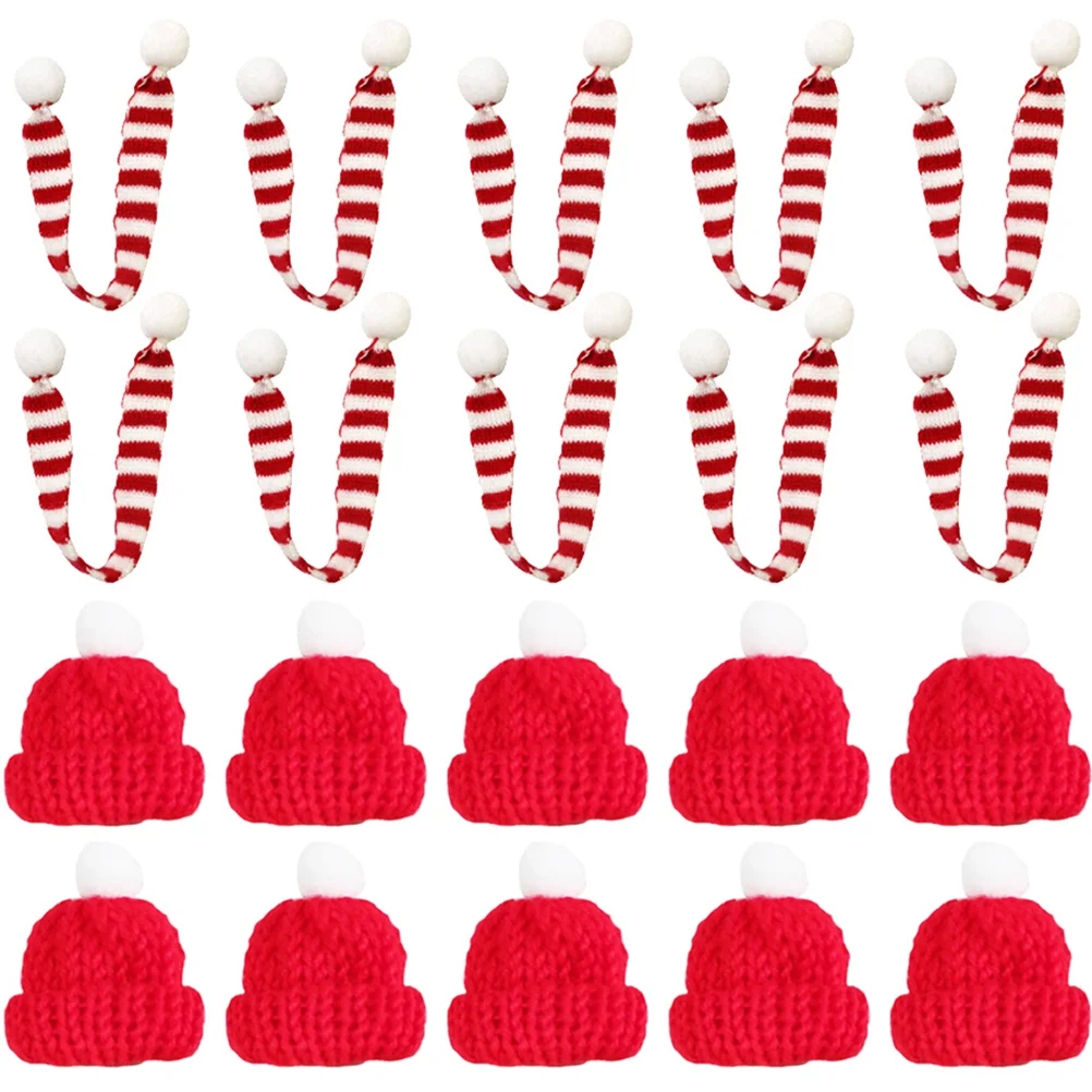 

20 Pcs Mini Beanie Miniature Hat Decorate Bottle Scarf Knitting Wool Christmas