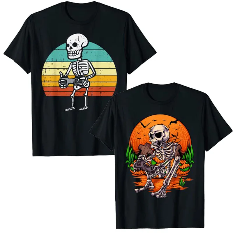 

Halloween Costume Shirts for Boys Kids Men Skeleton Game Controller Gaming Gamer T-Shirt Gift for Son Cute Aesthetic Clothes