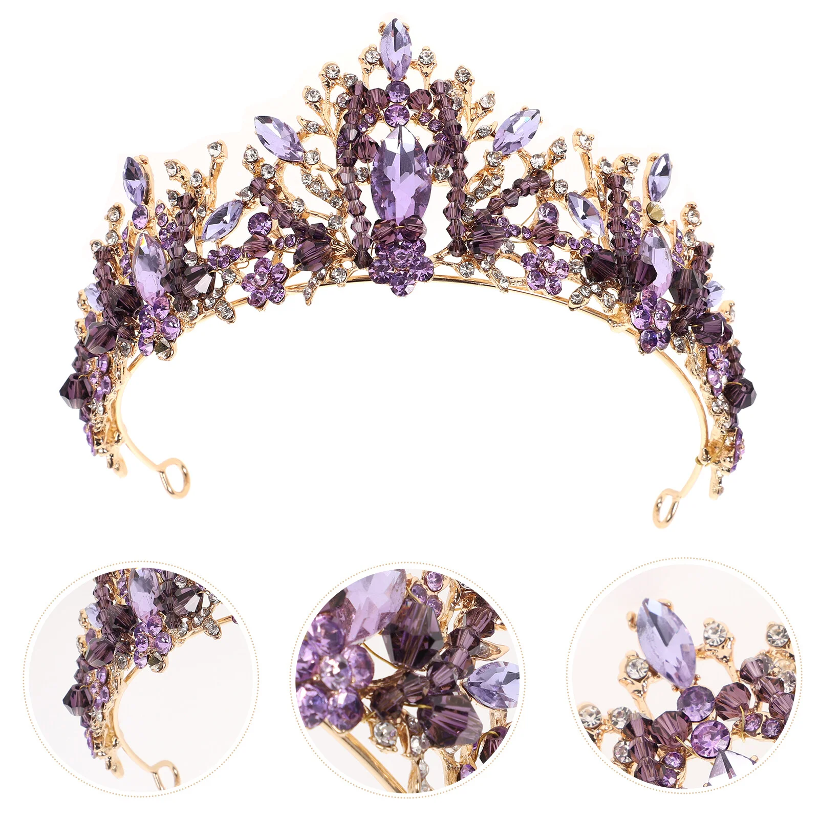 

El Bridal Headband Beautiful Crown Bride Hair Decor Queen Rhinestones Violet Crystal Delicate Jewelry