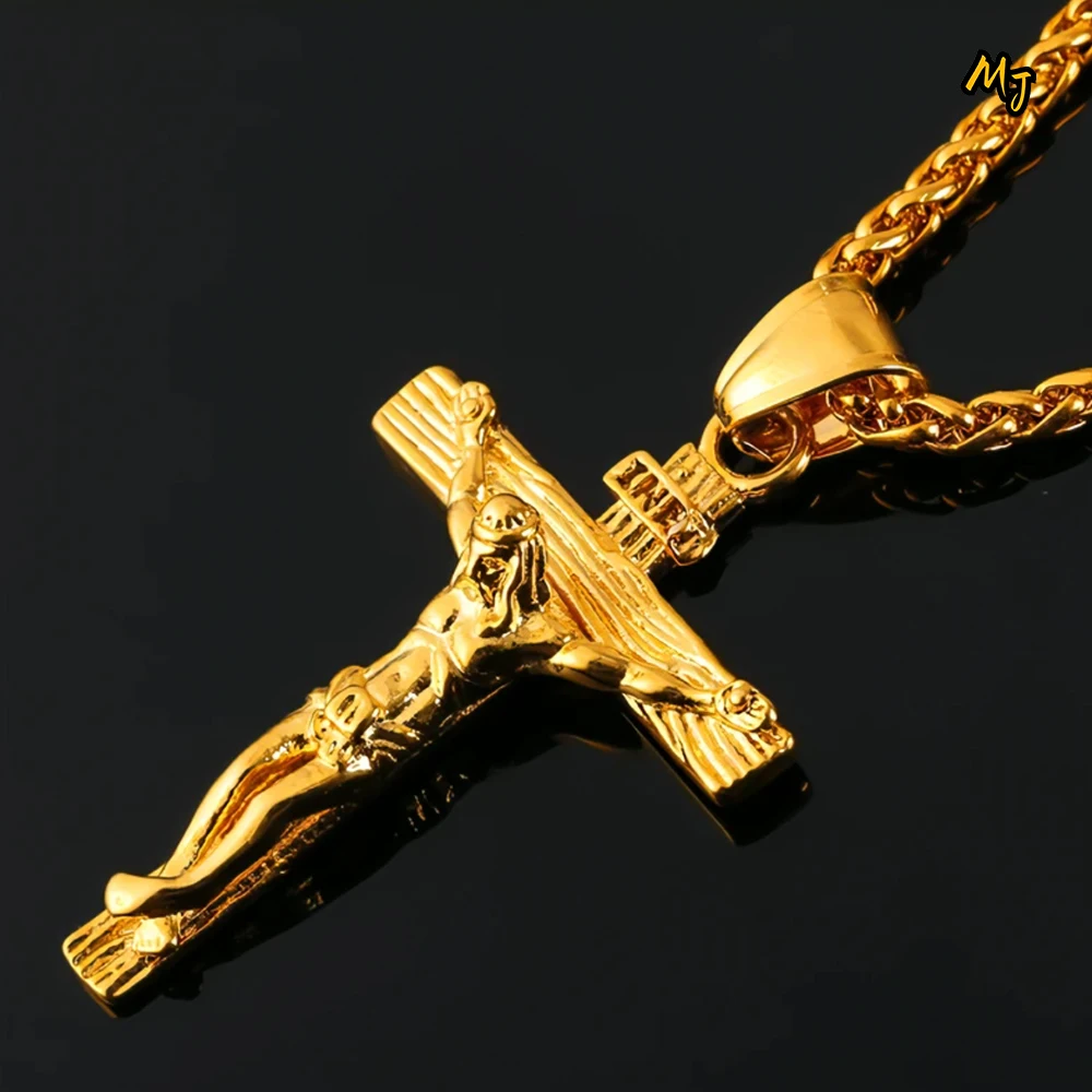 

Jesus Cross Pendant Item Gold Color Jesus Christ Pendant Amulet Men and Women Biker Jewelry Gift Wholesale Alloy