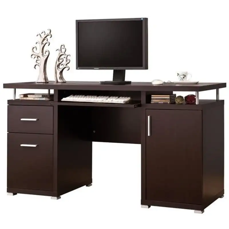 

Desk with 2 Drawers and Cabinet, Brown-