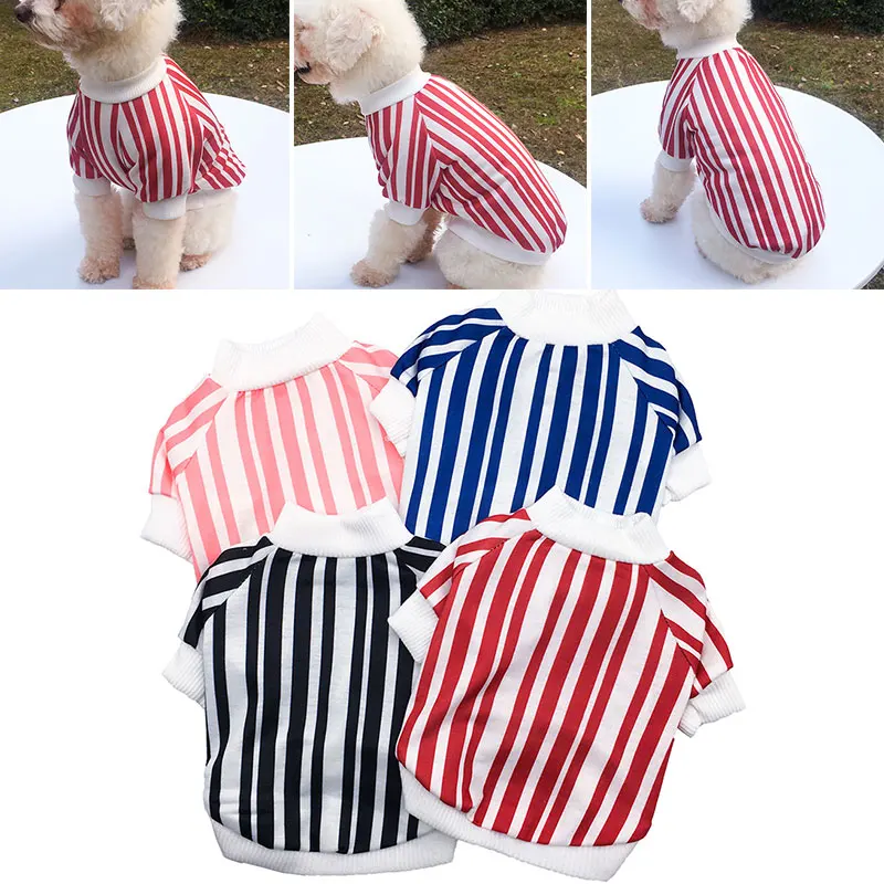

1pcs Dog T-shirt Stripes Cat Dog Clothes Pet Accessories Puppy T-shirt Vertical Spring Summer Small Pet Vest Dog Costume