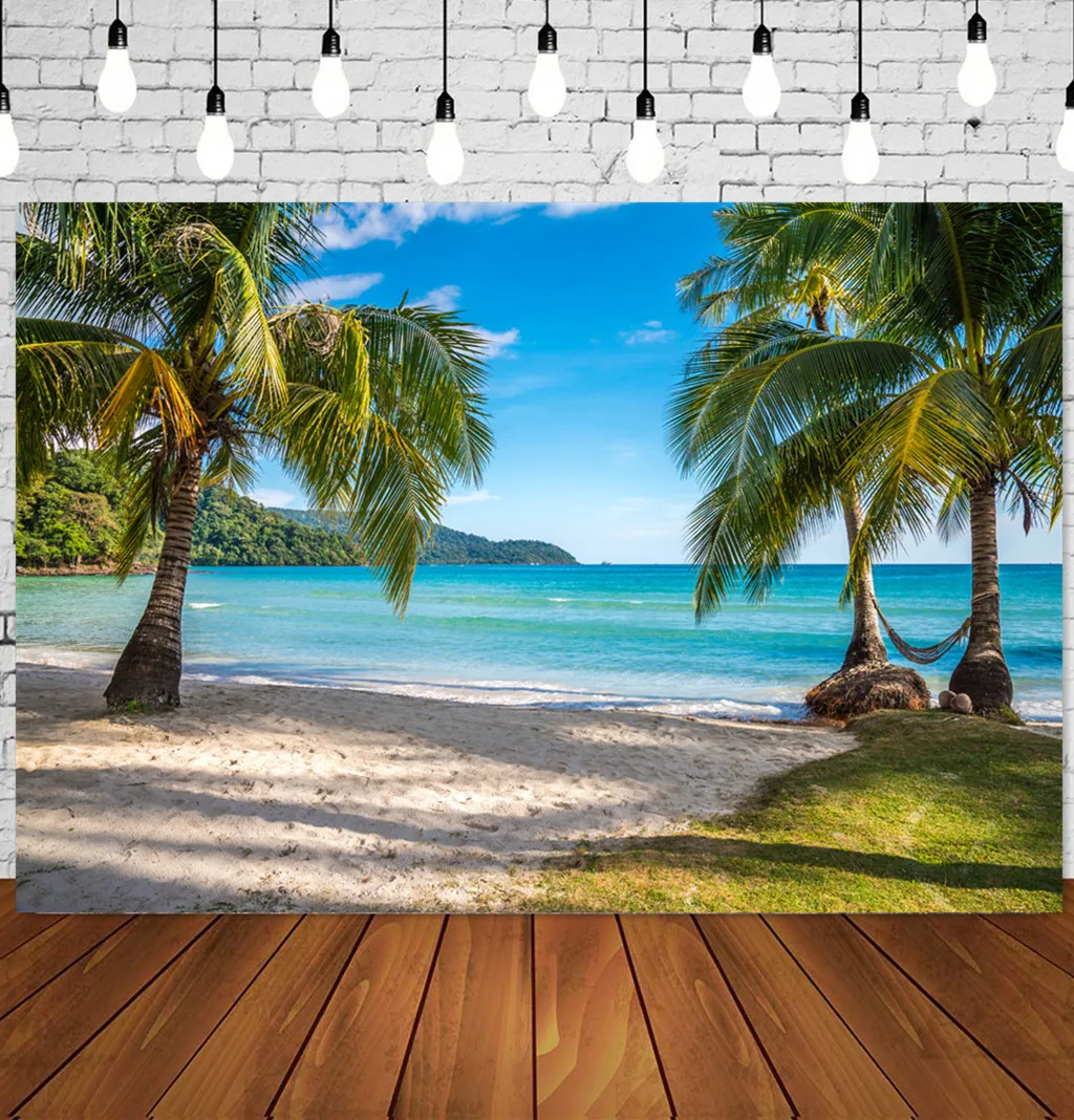 

HUAYI летние фоны тропический морской пляж песок облачное небо сценический фон для фотосъемки детей день рождения Фотостудия