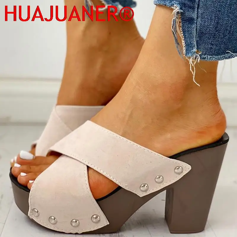 

Women Sandals 2022 High Heels Summer Sandals Platform Shoes Women Heels Chaussure Femme Outdoor Heel Slippers Summer Footwear