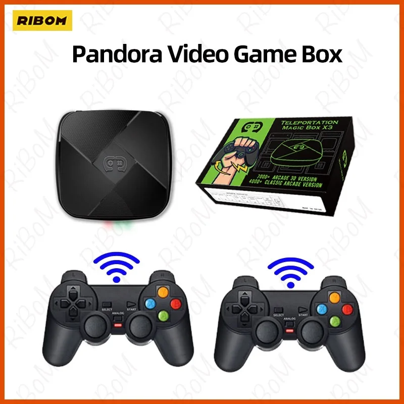 

Newest Pandora Box Retro Video Game Console I3 4K HD Output 10000Games 2.4G Wireless Controllers 32Simulators PS1 Kids Gifts