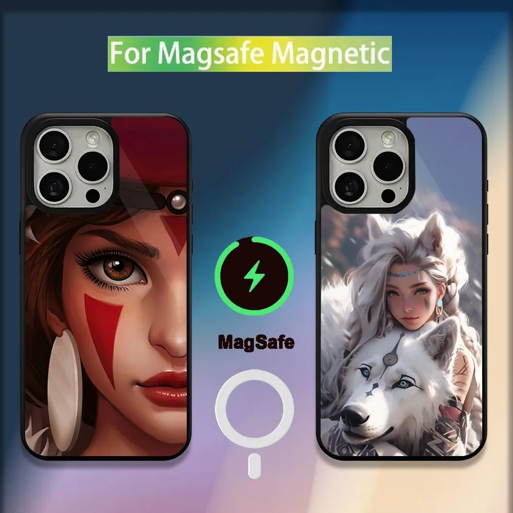 Prince M-MononokeS Hime Phone Case For iPhone 16 15 14 13 12 11 Plus Pro Max Mini Magsafe Magnetic Wireless Charging