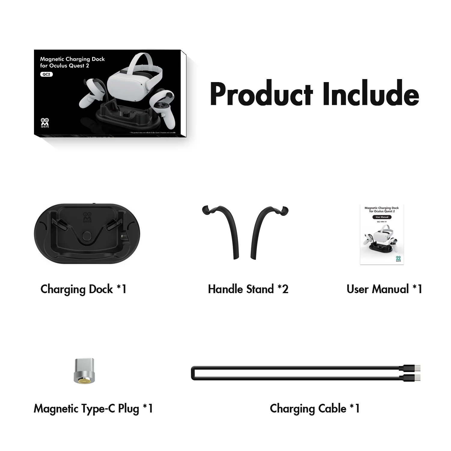 Compatible With Oculus Quest 2 Headset Touch Controllers Charging And Display Stand Station With Type C Magnetic Design Holder enlarge