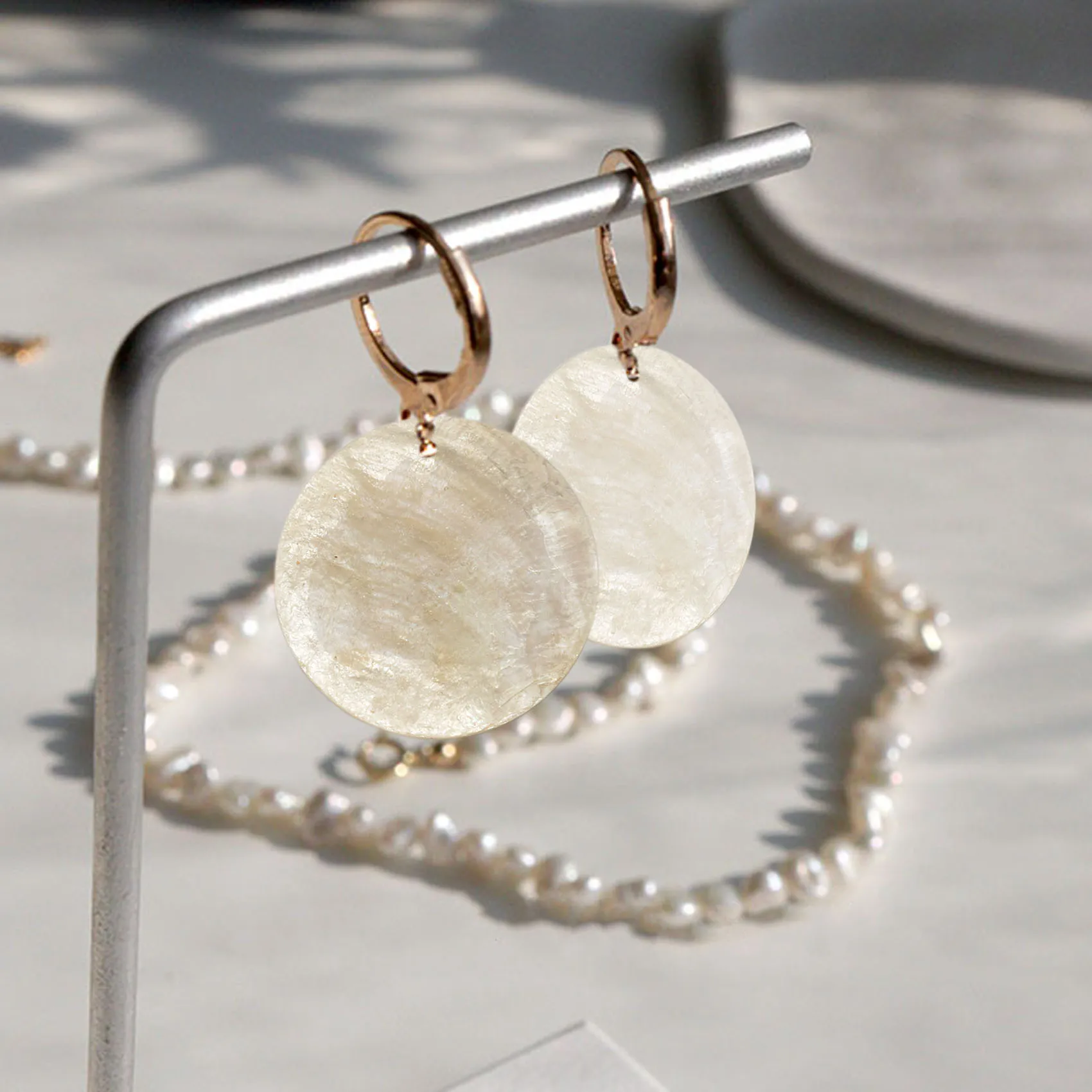 Plate Beads 100X Nacre Pearl Shell Round 35mm White