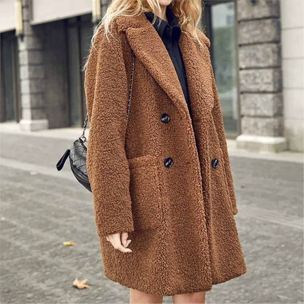 Women Winter Real Fur Parka Classical Designer Teddy Thermal Real Fur Coat Fashionable Simple double-breasted Leisure Fur Jacket