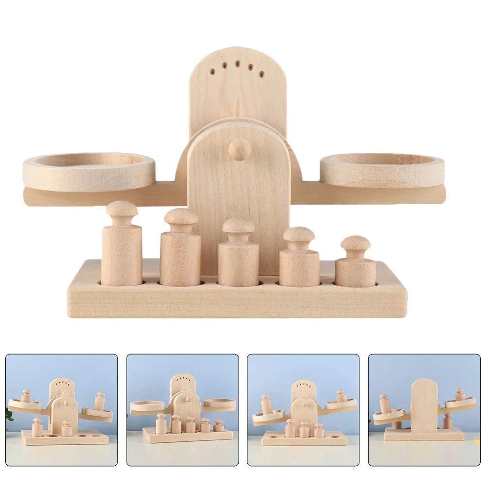 

Wooden Balance Scale Educational Playthings Kids Toy Girl Toys Teaching Toddler Weighing
