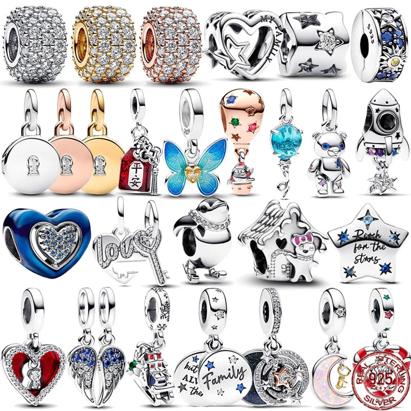 

Кулон Pandora из серебра 925 пробы в виде бабочки, пингвина, Луны, пин-фу