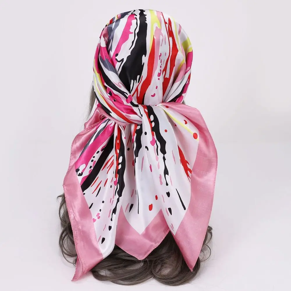 

Атласный шарф из искусственного шелка, модная шаль в стиле хип-хоп для мужчин и женщин, квадратная бандана, хиджаб, 90*90 см