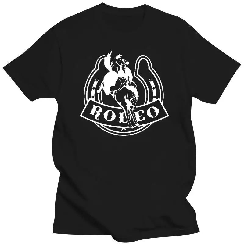 

2022 New Hot Sale 100 Cotton Rodeo Horseshoe Lucky Bucking Bronco Cowboy T Shirt Summer Style Tee Shirt