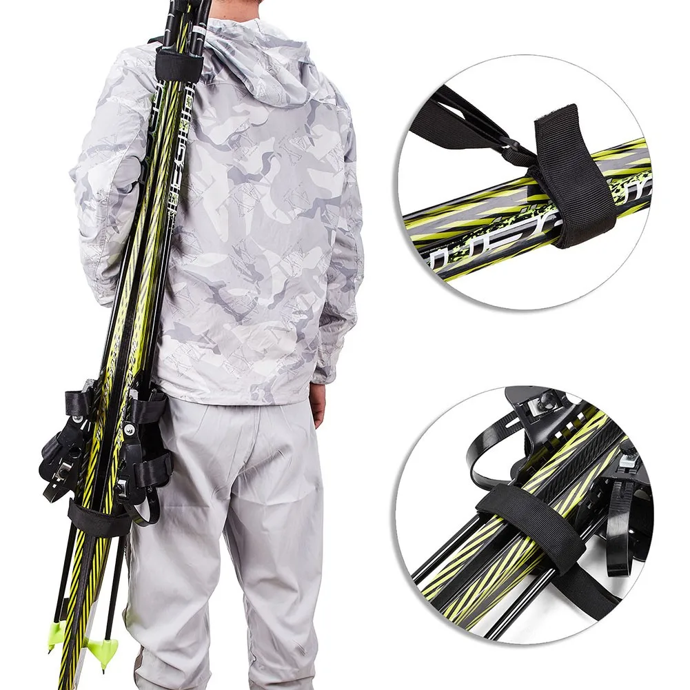 Webbing+ Plastic Buckle Snowboard Straps 1 Pcs Black Fits Regular Large Skis Multiple Seasons Protecting Stability