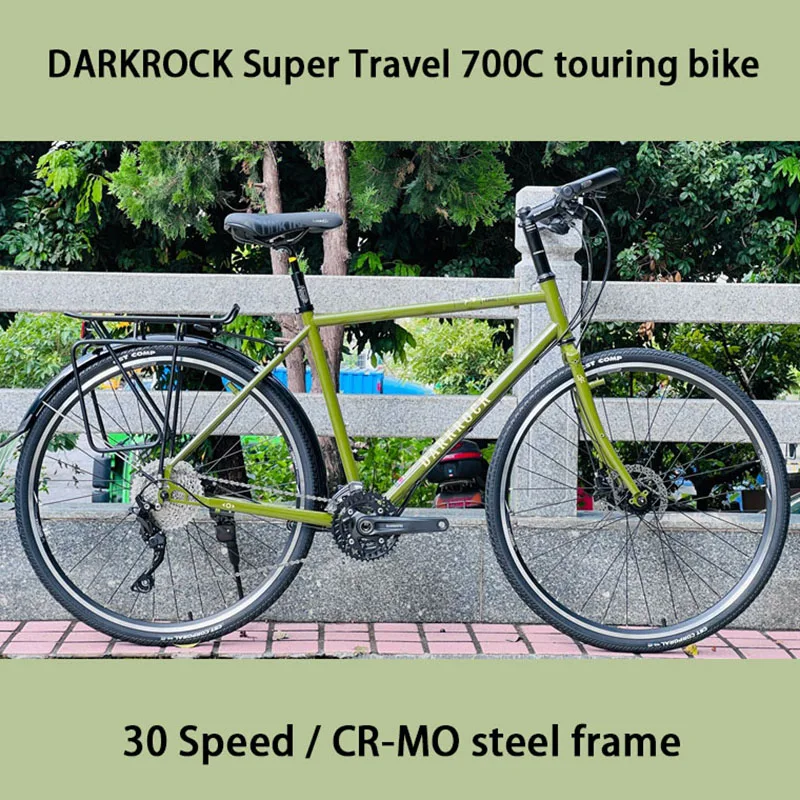 DARKROCK Travel Bicycle 700C Touring Bike M6000 30 Speed Travel Bike Reynolads 520 Cr-mo Steel Frame Longrider Road Bicycles