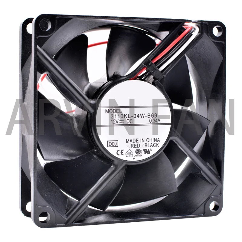 Новый оригинальный 3110KL-04W-B69 8 см 8025 DC 12 В 0.34A двухшариковый серверный источник питания DLP большой экран охлаждающий вентилятор