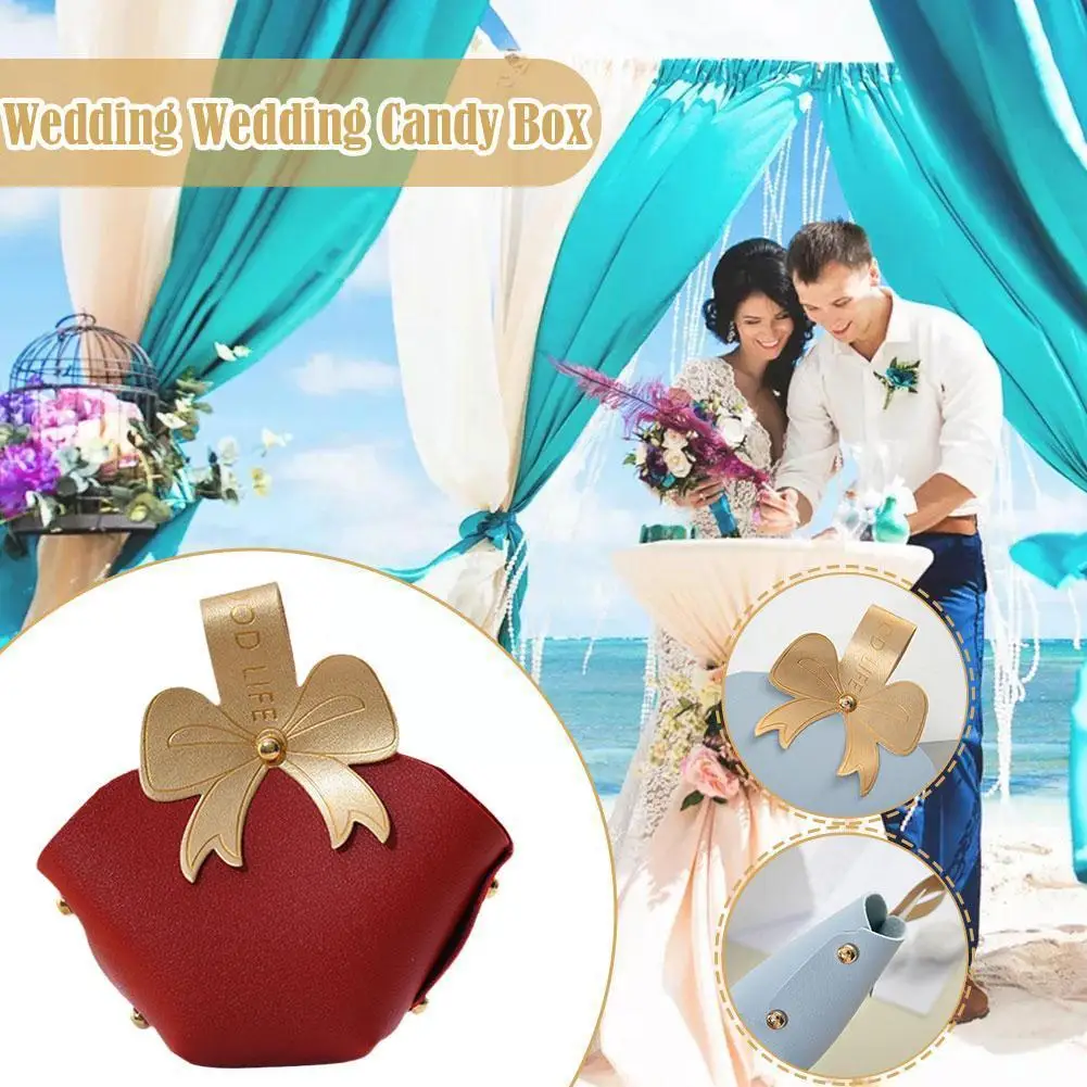 

Wedding Candy Box Bow Knot Handle Gift Box Cute Faux Leather Bag Wedding Gift Box Boxes For Wedding Sweets Z5i0