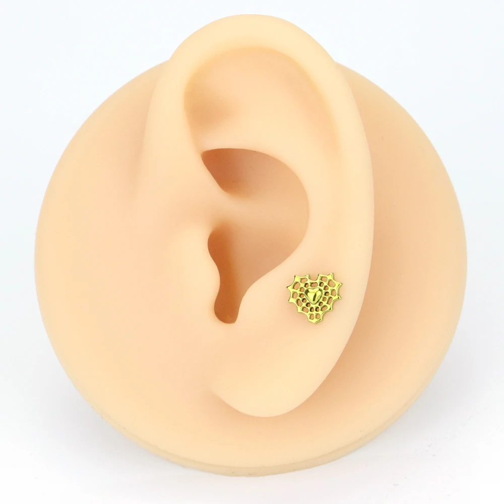 Серьги-гвоздики из титана F136 в форме сердца ювелирные украшения для пирсинга с