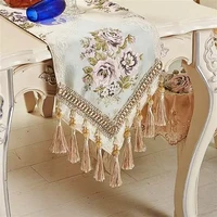 luxury jacquard table runner tablecloth table cover european tassel pendant bed flag table flag for wedding hotel dinner party 4