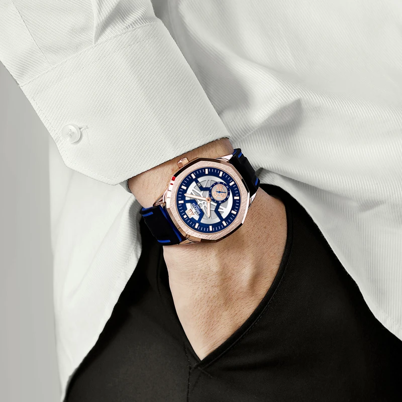 NIBOSI 2022 Mens Watches Luxury Brand Fashion Skeleton Quartz Watch Men Sport Wristwatch Waterproof Clock Male Relogio Masculino enlarge