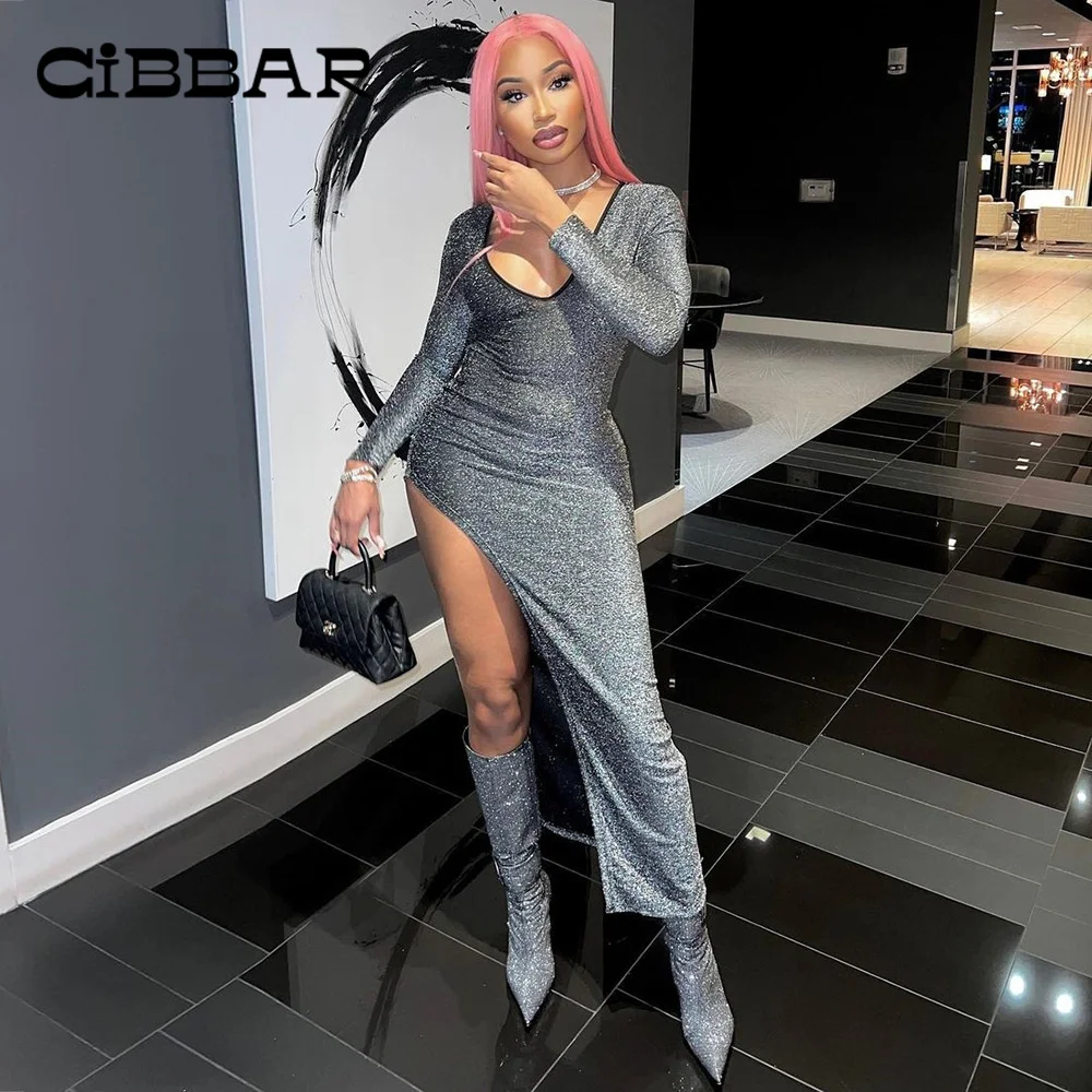 

CIBBAR эстетические мерцающие платья для вечерние, вечеринок, с V-образным вырезом