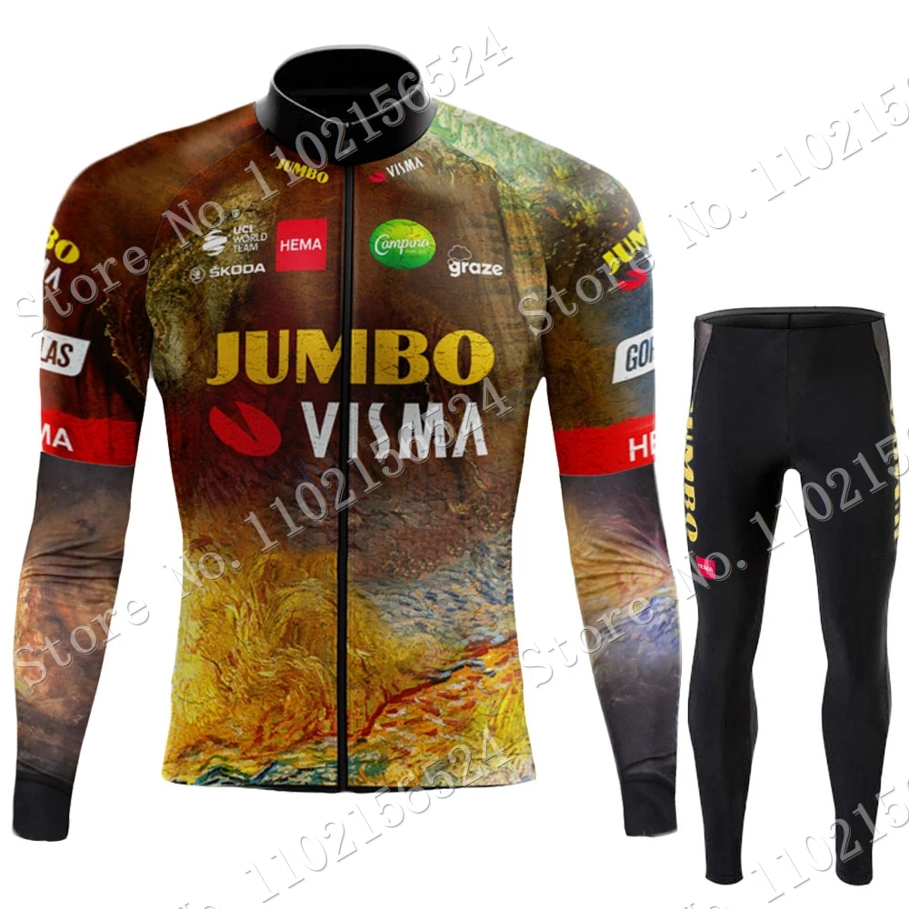 Мужской комплект одежды для поездок на велосипеде Team Jumbo Visma зимняя одежда по