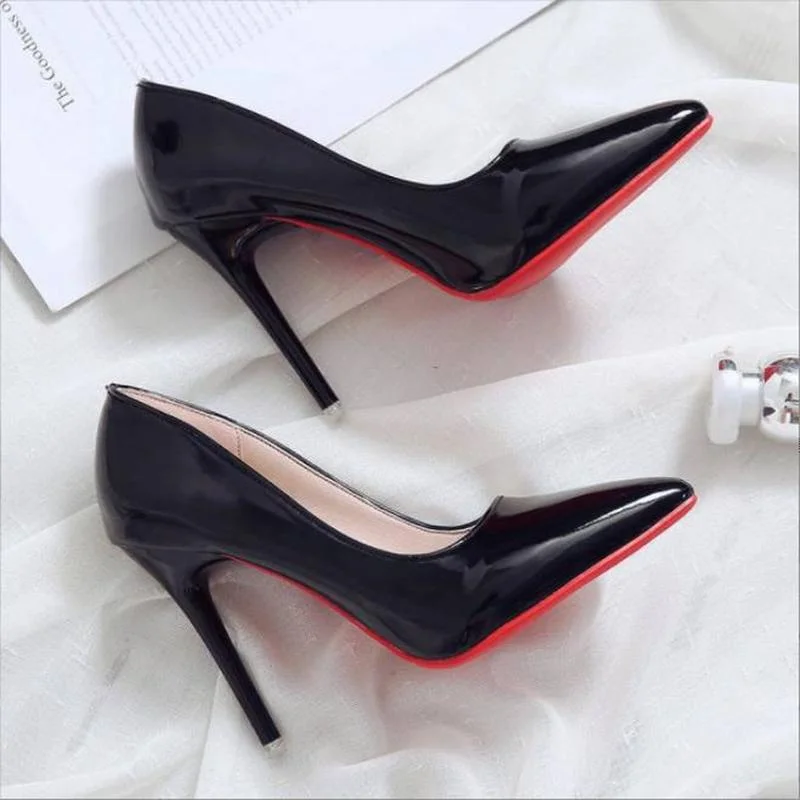 

Women Shoes Sexy Pointed Toe 10cm Pumps Wedding Party Shoes Red Patent Shiny High Heels Ladies Dress Shoes zapatos de mujer