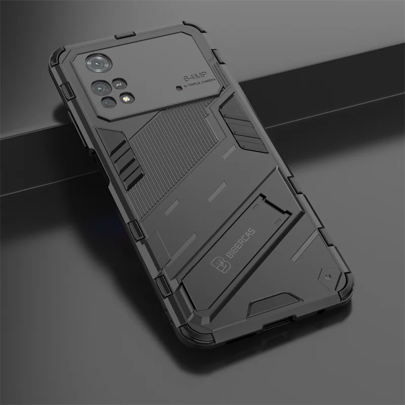 Holder Case For Xiaomi Poco M4 Pro 4G Cover For Poco M4 Pro 4G Kickstand PC Shockproof Cover For Poco F3 X3 X4 M3 M4 Pro Fundas