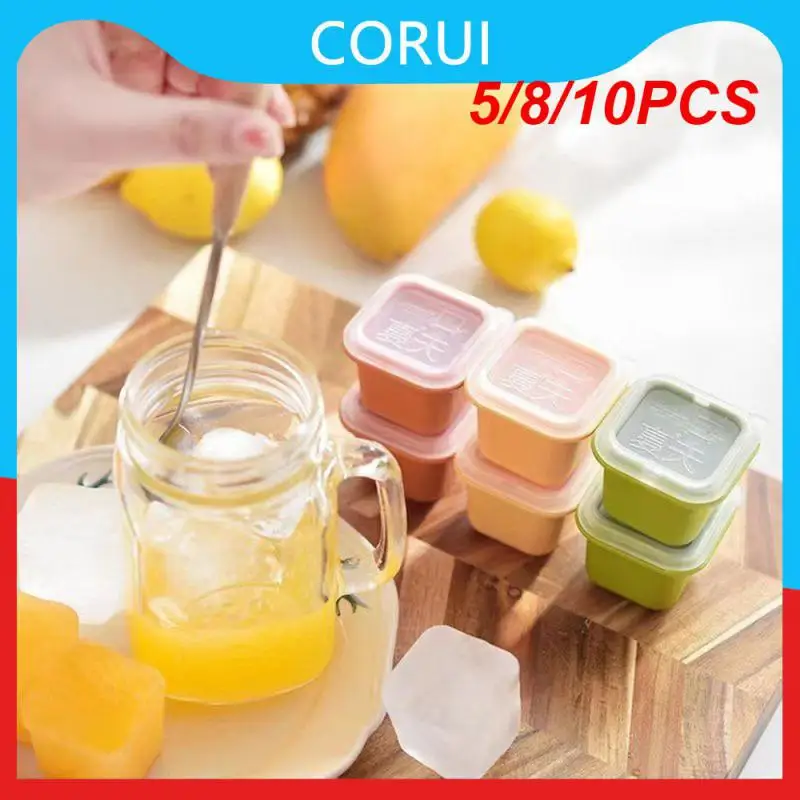 

5/8/10PCS Square Ice Hockey 50ml/1.69z Maker Silicone Ice Mould Homemade Kitchen Gadgets With Lid Non-toxic