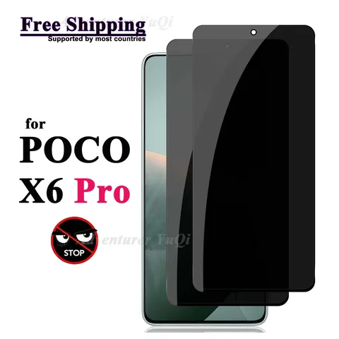 Антишпионская Защита экрана для POCO X6 Pro Xiaomi, закаленное стекло для конфиденциальности, антишпионский чехол для защиты экрана 9H от царапин, бесплатная доставка