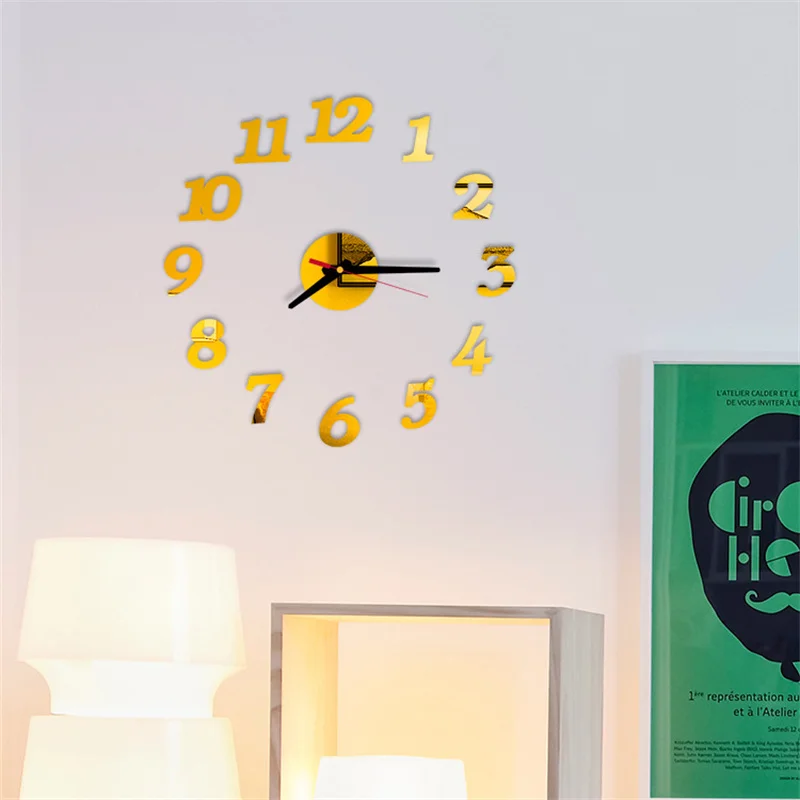 

DIY Creative Digital Acrylic Wall Clock Frameless Mirror Sticker 3D Coffee Design Clock Art Decal Modern Home Decor 40cm Relogio