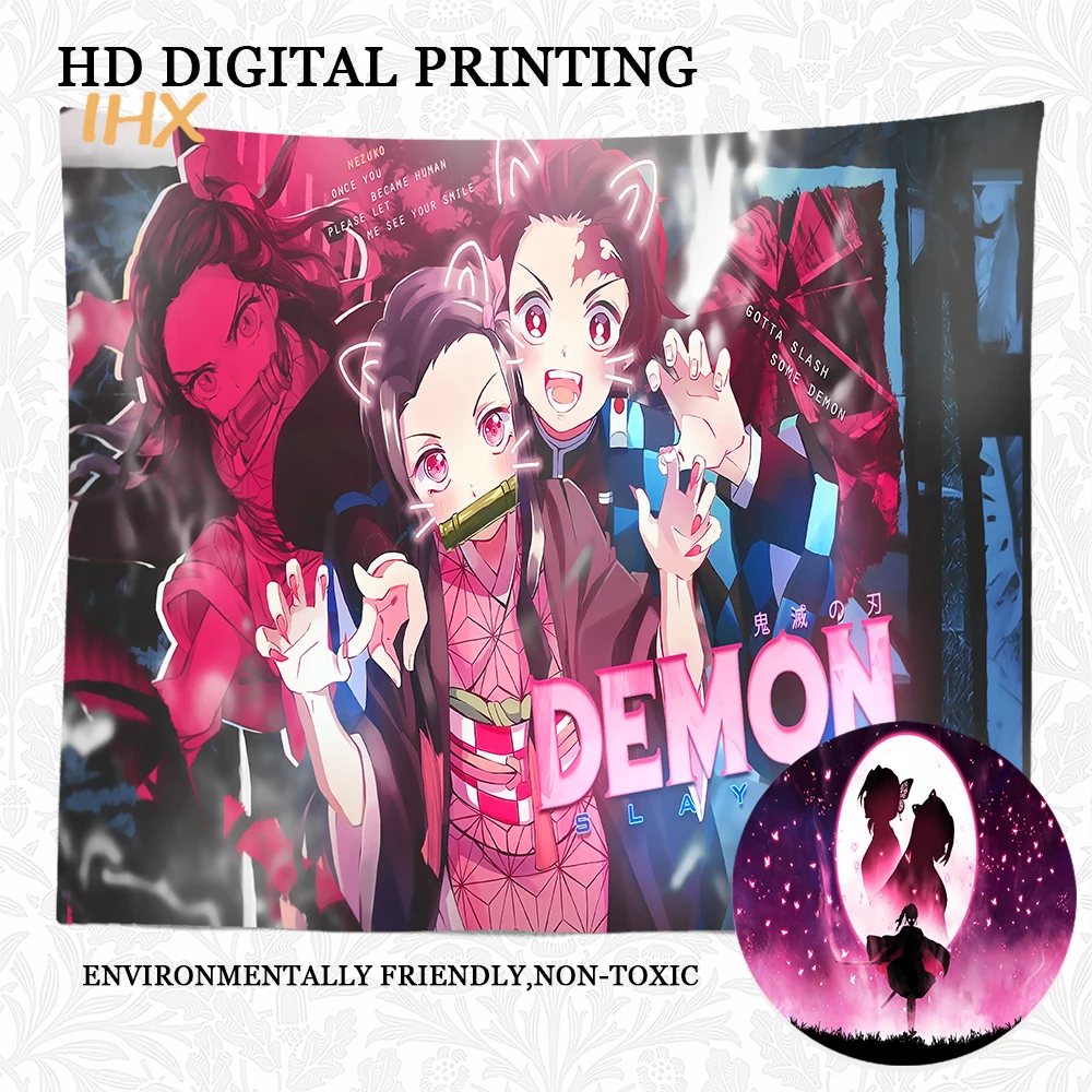 Японский гобелен из аниме Настенный декор в стиле хиппи для комнаты ткань с