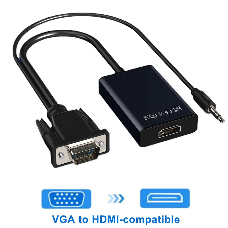 

Переходник с VGA на HDMI, совместимый с ноутбуком, ПК, 1080P