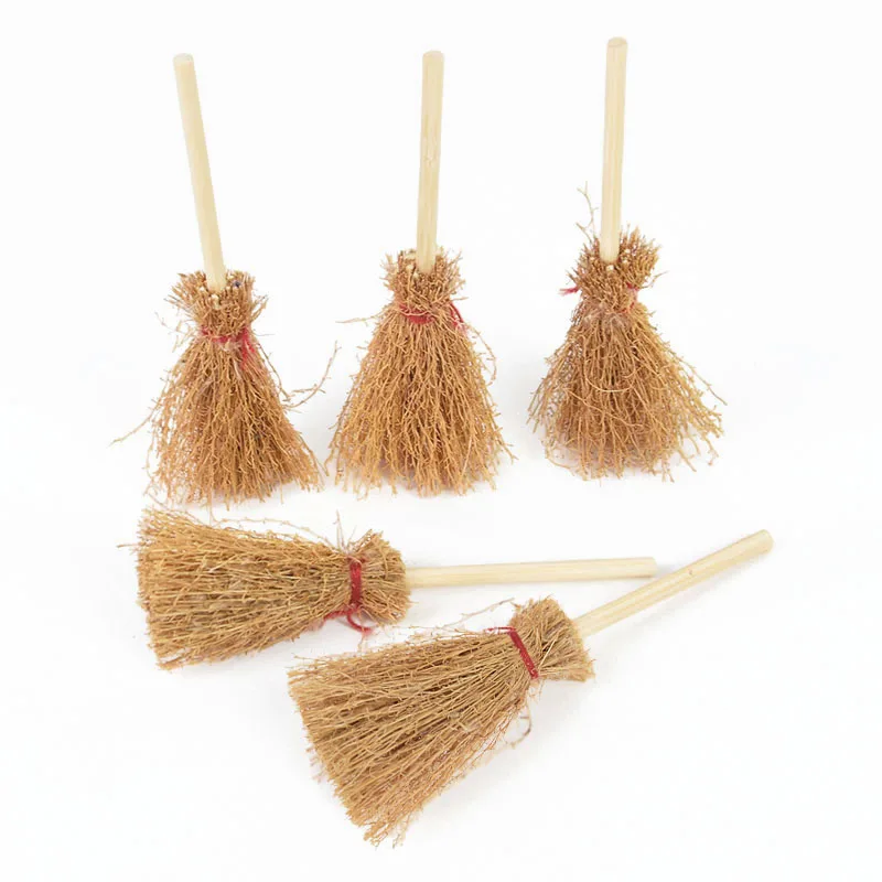 

10/20Pcs Mini Broom Red Rope Lightweight Straw Brooms Hangings Decorations for Costume Party Halloween Dollhouse Accessories