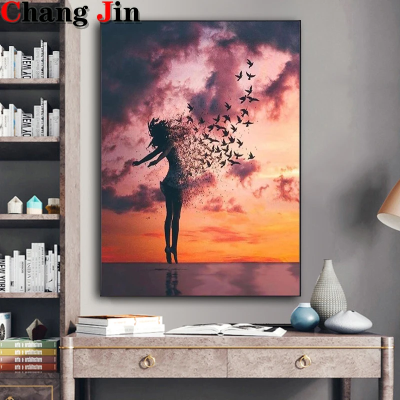 

5D алмазная живопись «сделай сам», абстрактный стиль, Приморская женщина, Набор для вышивки крестиком, портретная Алмазная мозаика, полная вышивка Dril, домашний декор Gi