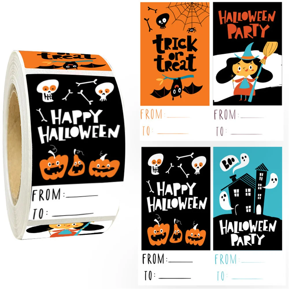 

300Pcs Happy Halloween Decorative Sticker Festival Gift Wrapping Sealing Labels Self-adhesive Gift Box Labels Stationery Sticker