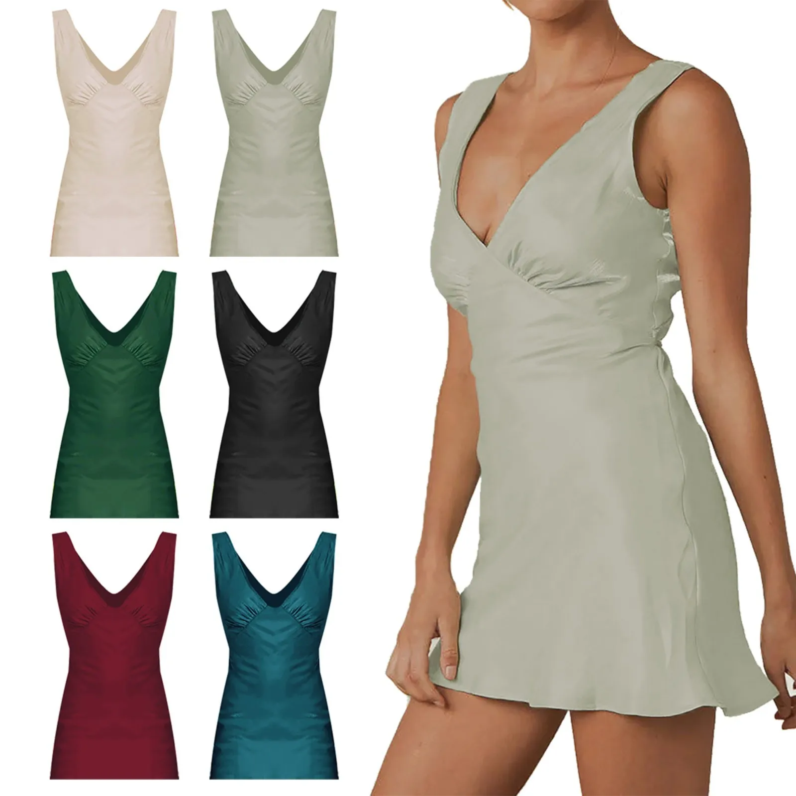 

Женское платье, свадебное платье для подружки невесты, сексуальное короткое вечернее платье с глубоким V-образным вырезом и шнуровкой, Повседневное платье с длинным рукавом для женщин