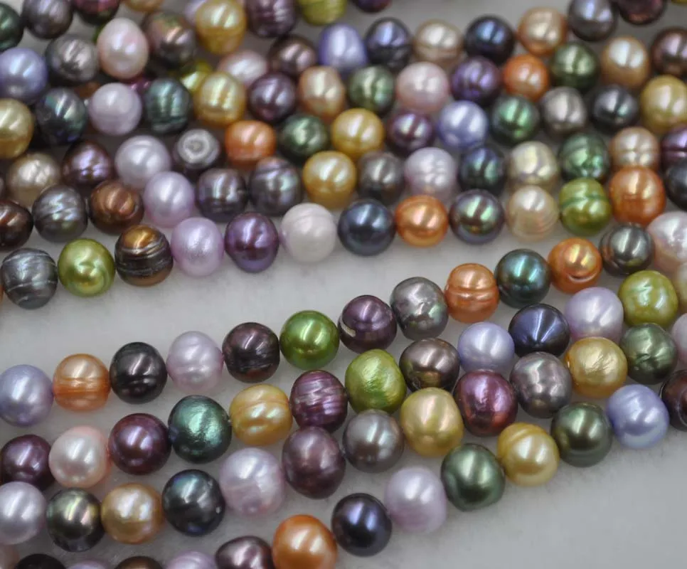 

wholesale 10 strands 8mm near potato Multicolor freshwater cultured pearl strings