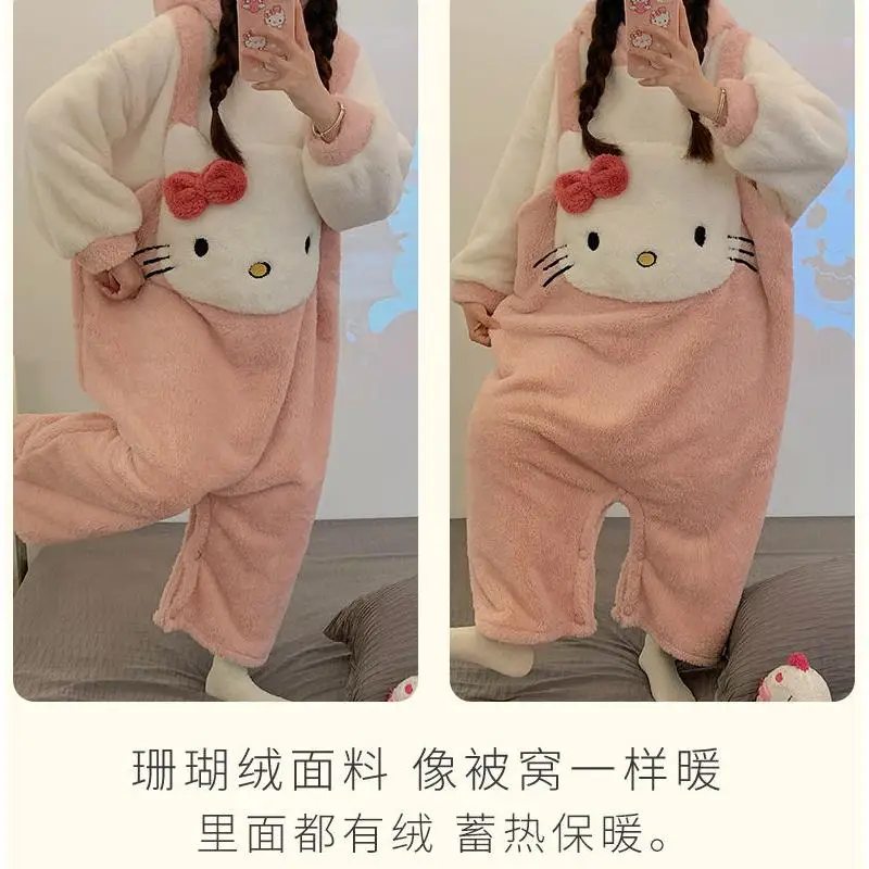 Miniso утепленный зимний комбинезон для девочек ночная рубашка халат Kawaii Hello Kitty