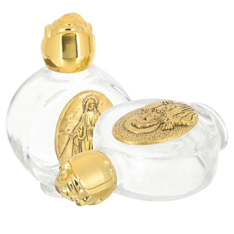 

8pcs Holy Water Bottles Glass Refillable Holy Water Container Perfume Bottles Essential Oil Bottles Random Pattern 6.5x4.3cm