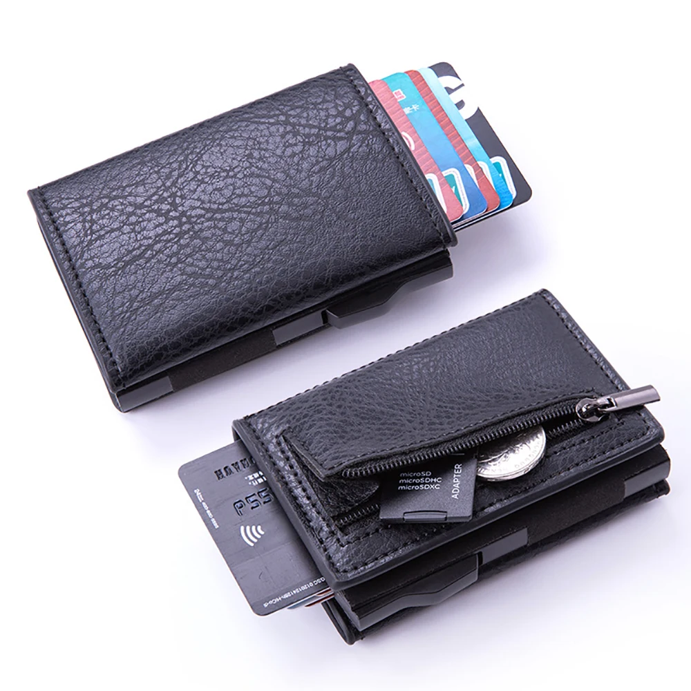2023 Credit Card Holder Wallet Men Women RFID Aluminium Box Cases Bank Cardholder Case Vintage Leather Wallets with Money Clips